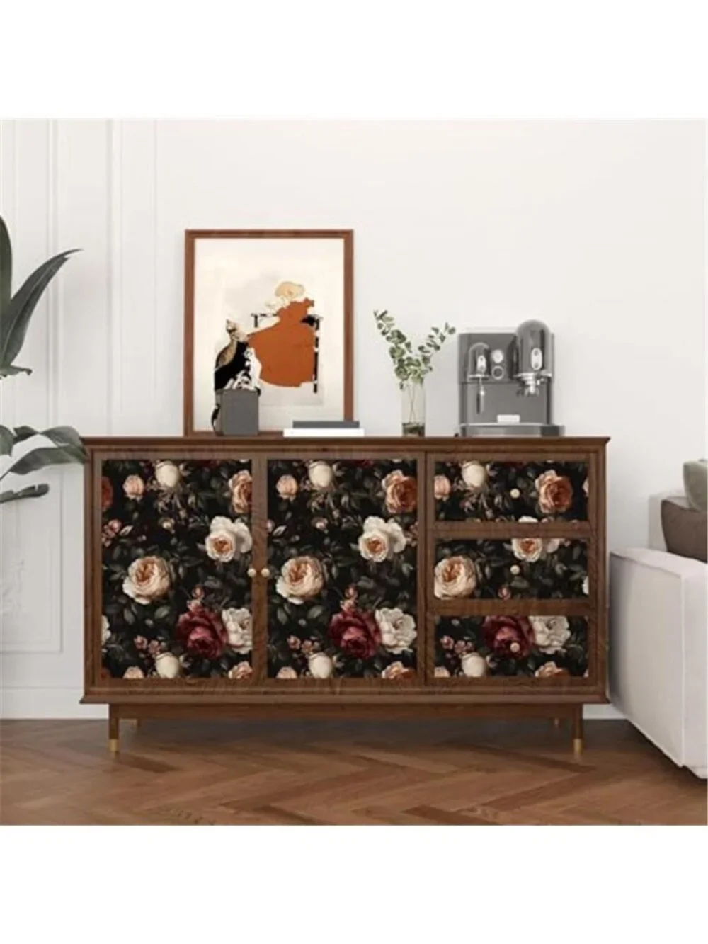 Vintage Floral Peel Stick Wallpaper Black Rose Contact Paper Removable Vinyl